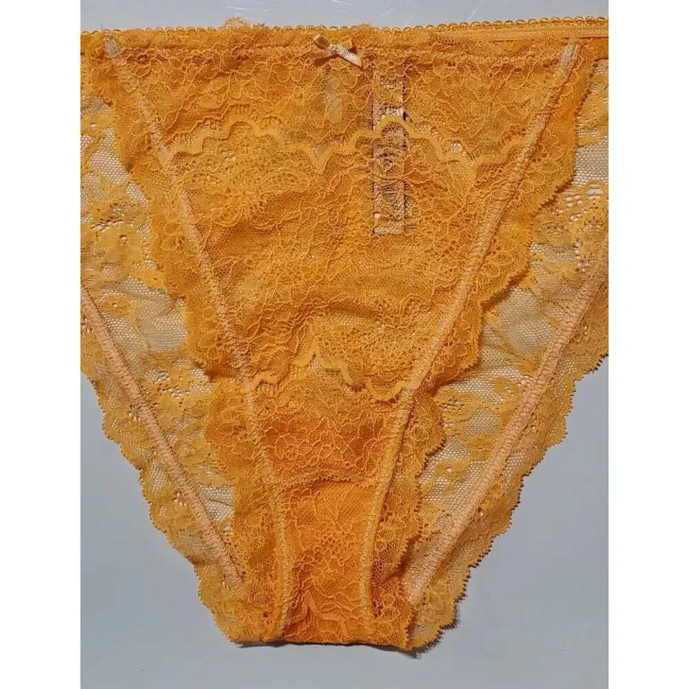 Victoria's Secret Dream Angels String Bikini Panty All Lace Electric Orange 9